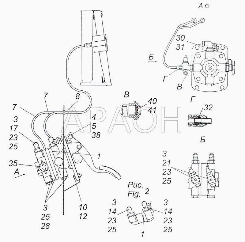 6520-3500014 Установка двухсекционного тормозного крана КамАЗ-4308 (2008)